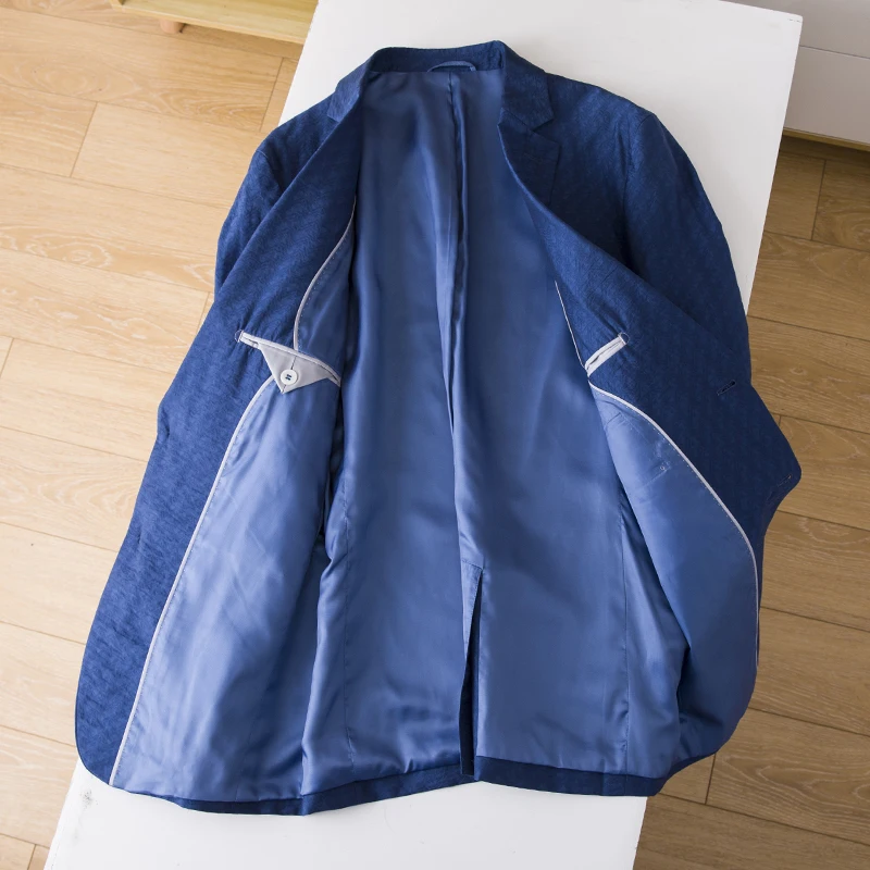 

Повседневный шелковый мужской костюм-пиджак для отдыха, весенне-осенний, тонкий, однобортный, приталенный, молодежный, модный, с длинным рукавом