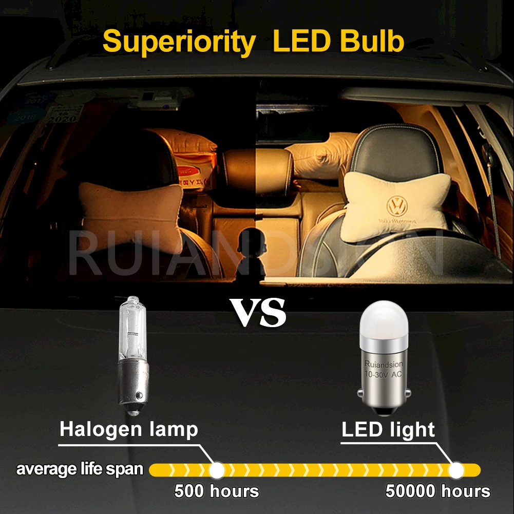 10Pcs BA9S LED Bulb 10-30V Fit 12V 24V For Car Dashboard Instrument Panel Lamp Replacement Gauges Indicator Light Super Bright - view 6