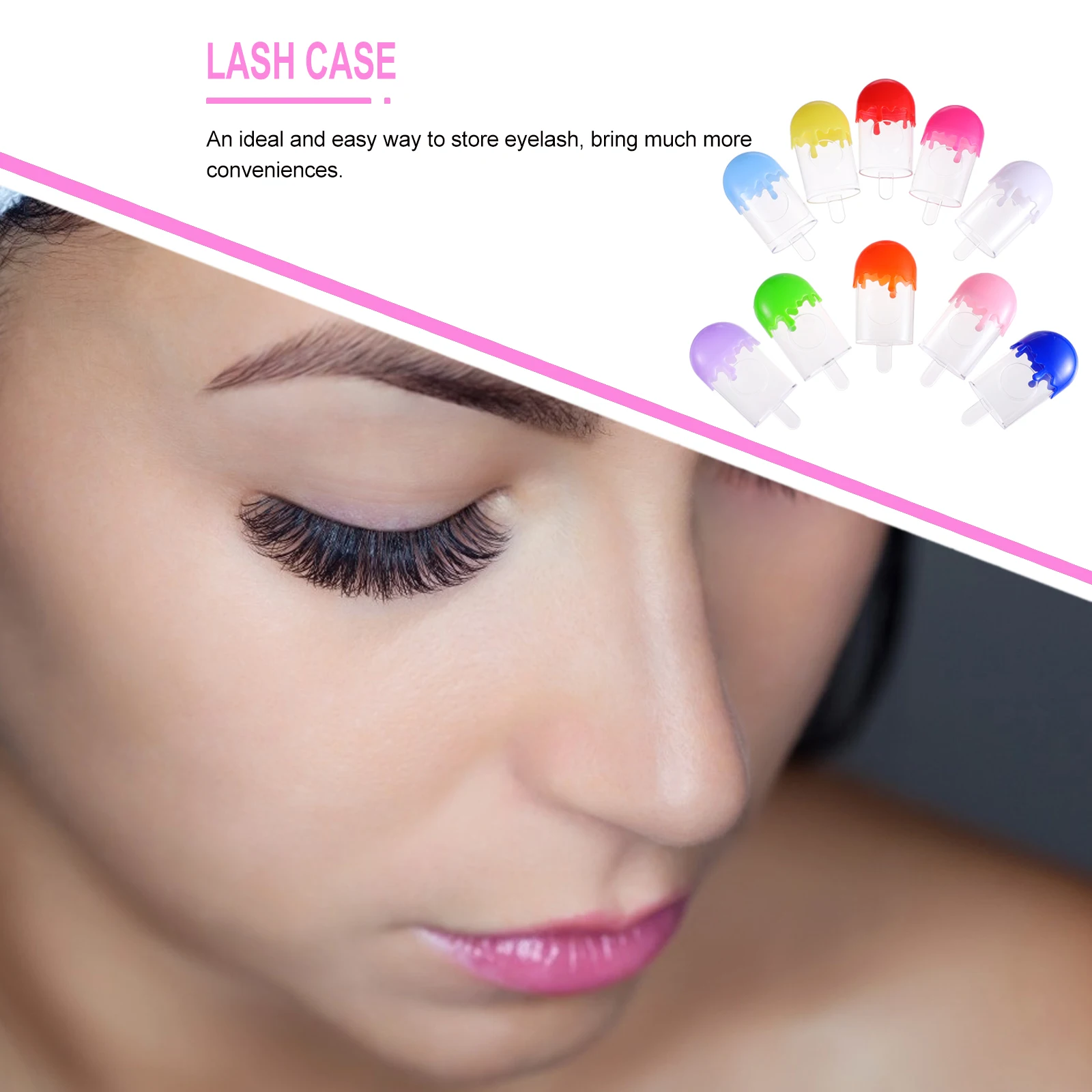 

10pcs Ice Cream Eyelash Box Cute Lash Case Portable Storage Container Plastic Small Size Lightweight Gift Idea Makeup