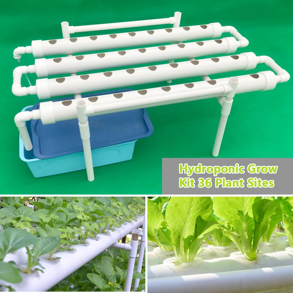 Hydroponic Cultivation System with 36 Planting Sites Soilless Growing Hoses with Water Pump Automatic Irrigation System