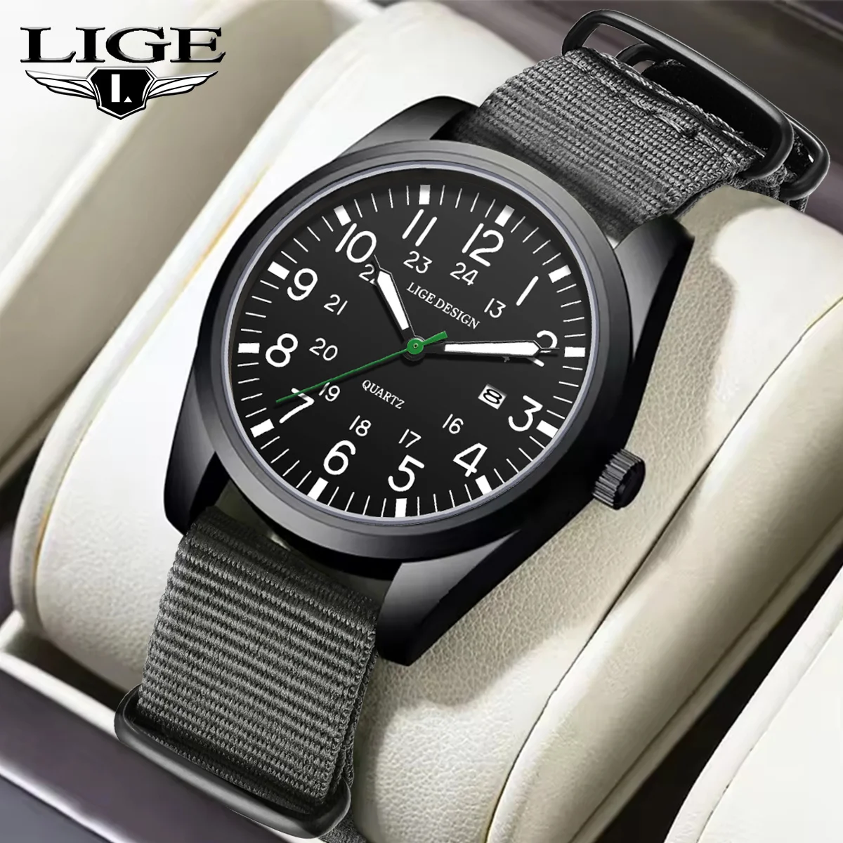 

LIGE брендовые модные мужские часы с нейлоновым ремешком, водонепроницаемые спортивные военные армейские наручные часы, кварцевые часы с датой для мужчин, Reloj Hombre