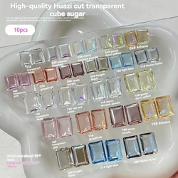 10 Stück flacher Boden klarer Zucker gemischte Größe Nail Art Strass rechteckiges Kristallglas 3d Maniküre DIY Dekoration 2 Größen