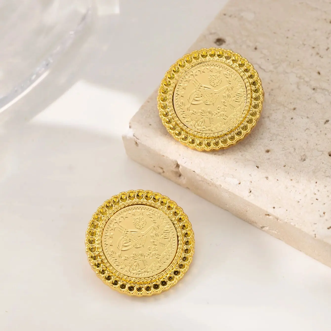 Herseygold Wholesale Turkish Coin Brooch Pin for Women Kurd Wedding Jewery Arabic Muslim Hajib Pin Classic Brooches