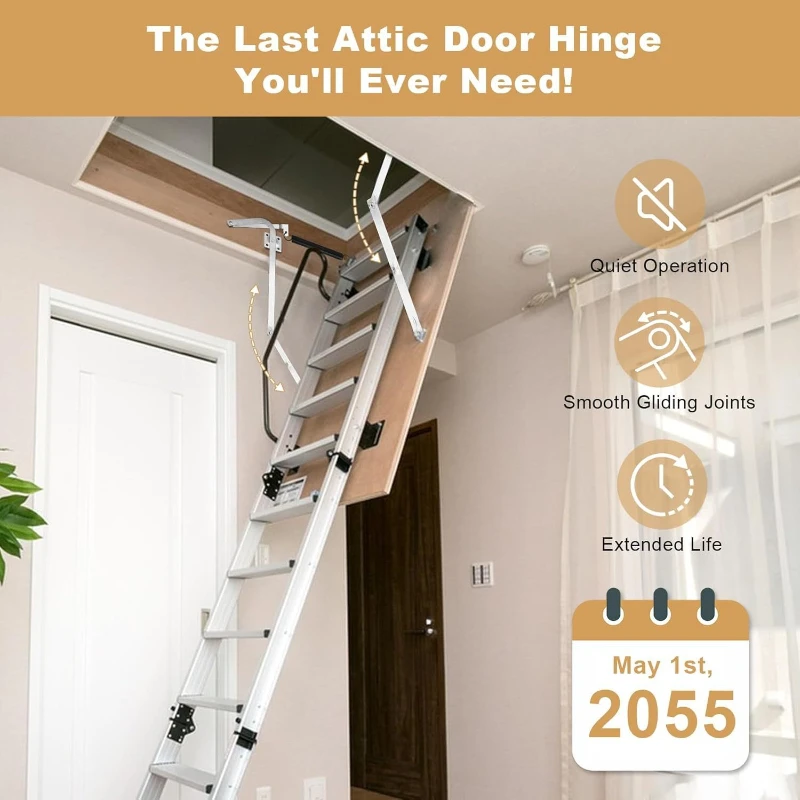 Attic door stretch folding staircase hinge arm compatible with Werner Mk5, WU2210, W2208, W2210