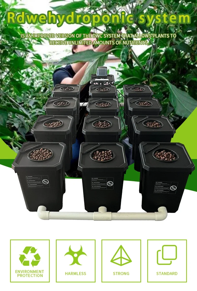 With Drip Irrigation 12 Buckets Recirculating Hydroponic System Air Pump And Cycle Pump Clone Bucket Hydroponic Container