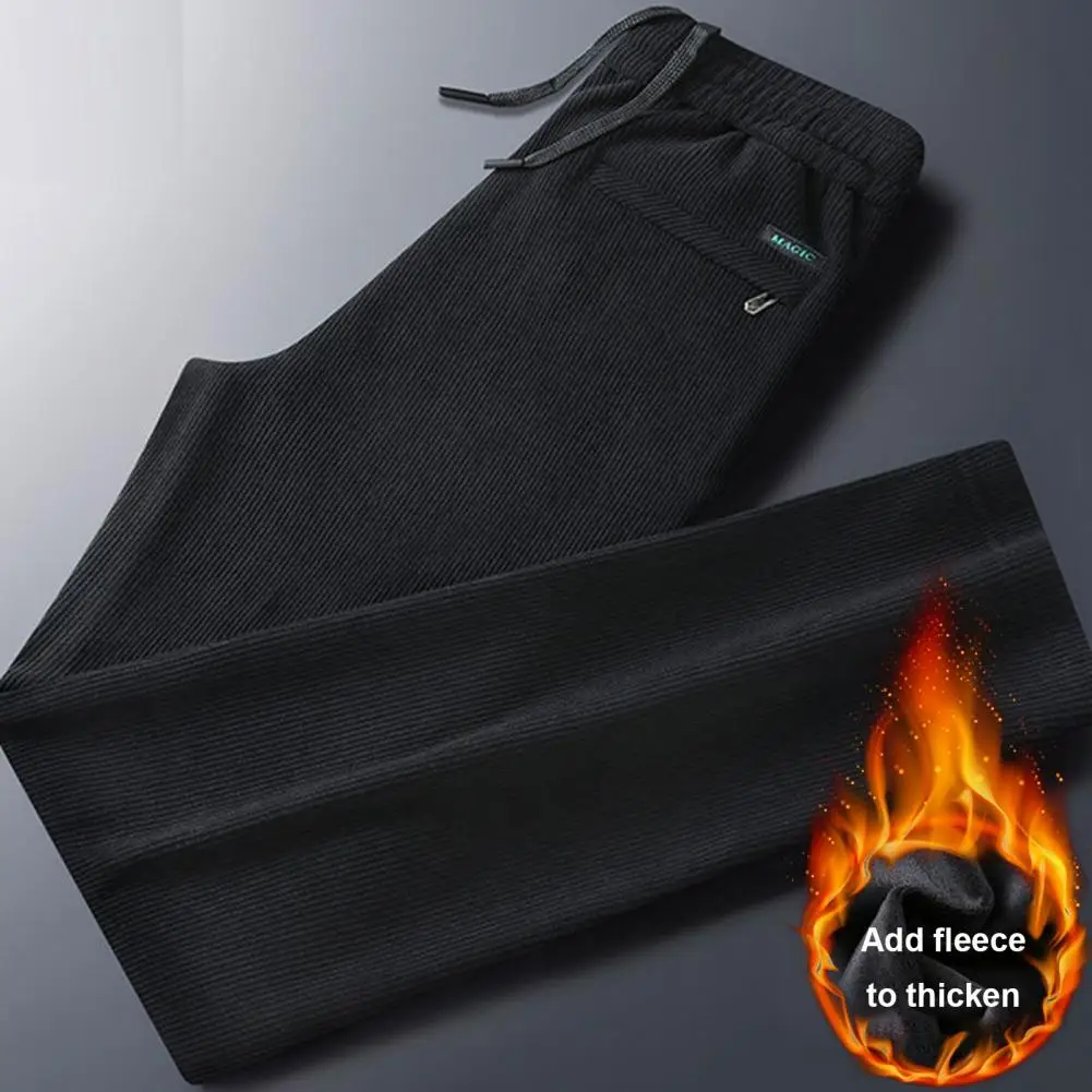 

Men Warm Winter Trousers Men's Warm Fleece Lined Casual Pants with Elastic Waist Drawstring Autumn Winter for Cold for Men