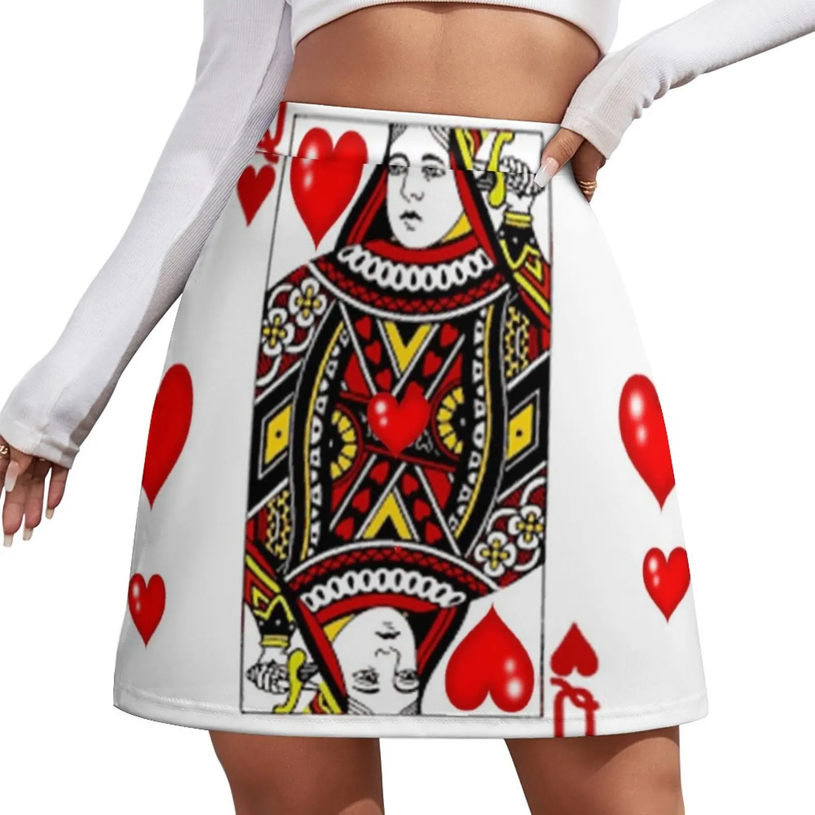 QUEEN OF HEARTS SUIT CASINO PLAYING FACE CARD VALENTINES Mini Skirt fairy core skirt sets short skirt for women Mini