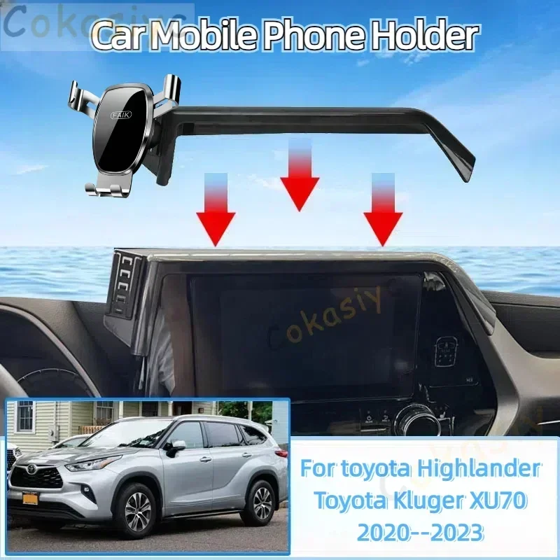 Car Mobile Phone Holder For Toyota Highlander Kluger XU70 8" Screen 2020~2023 GPS Bracket Air Vent Gravity Stand Accessories