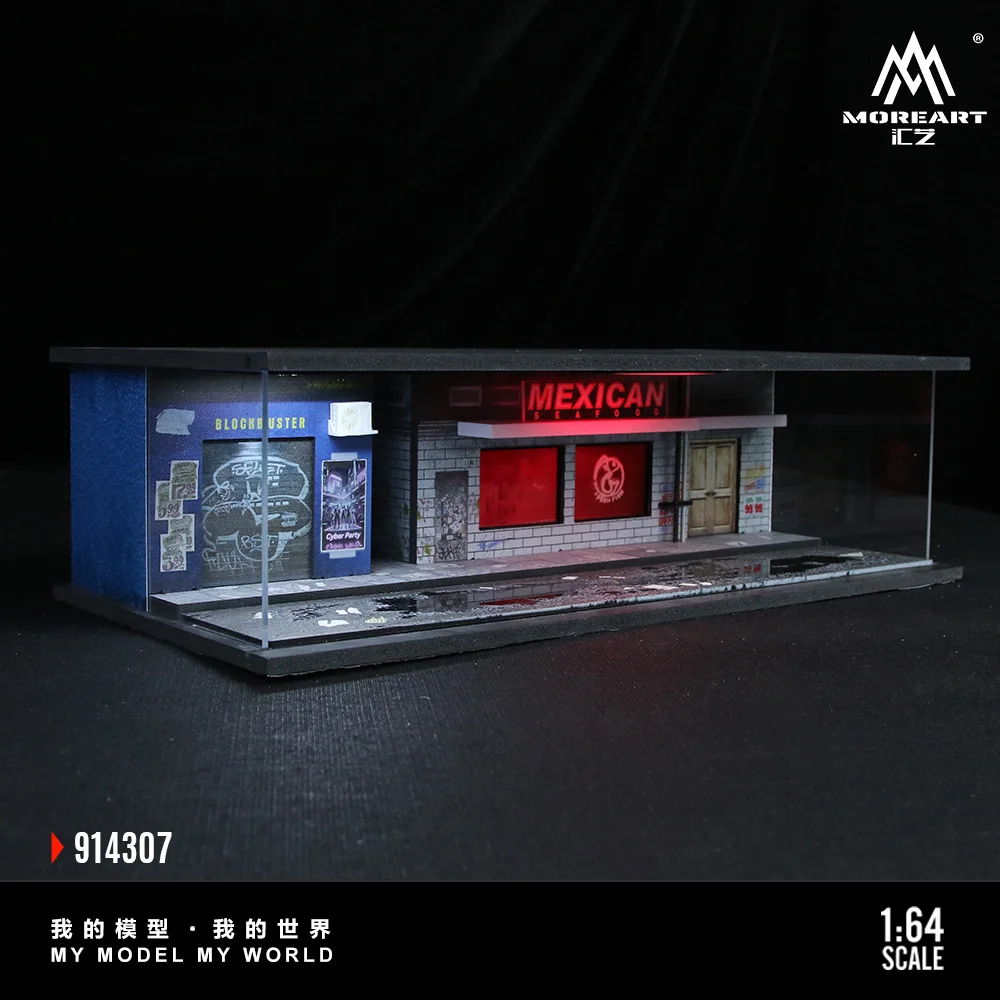 TimeMicro+MoreArt 1:64 Neon Theme Lighting Edition Parking Lot Stereoscopic Assembly Display Scene Model