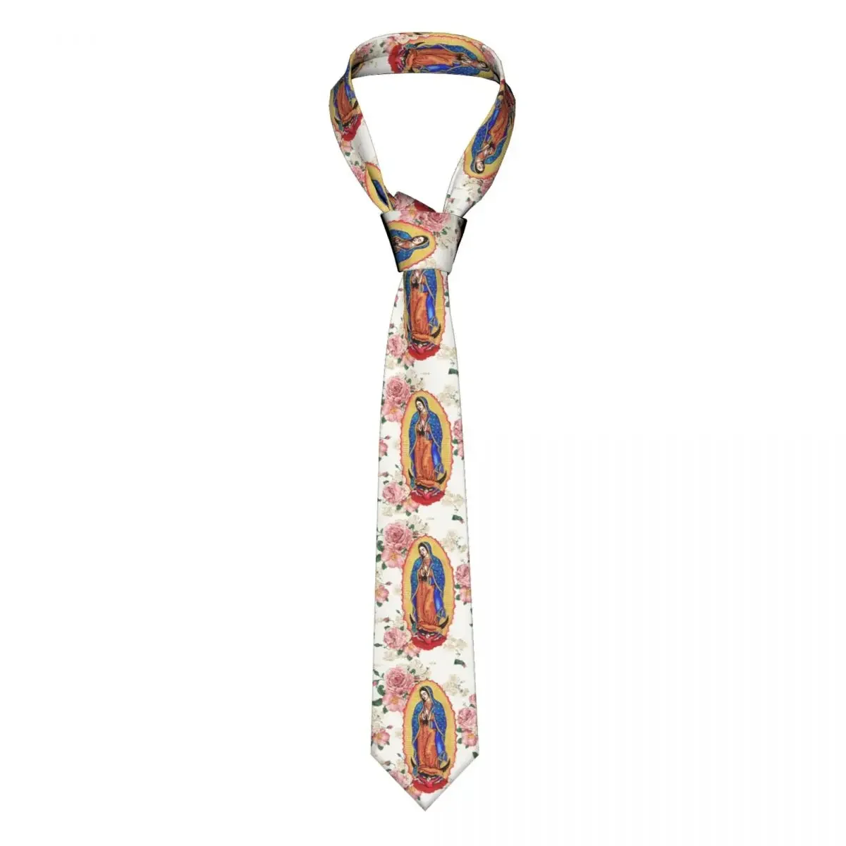 

Classic Virgin Of Guadalupe Neck Tie Men Personalized Silk Mexico Catholic Virgin Mary Necktie for Business Gravatas