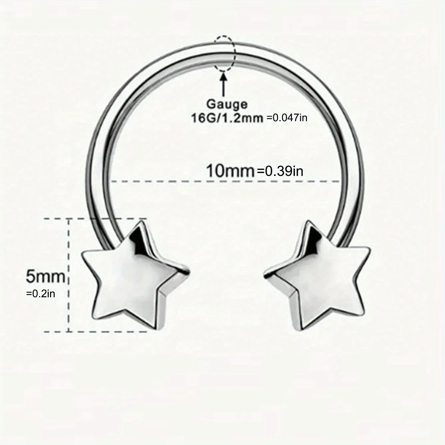 1pcs 16G Colorful Stainless Steel Septum Piercing Jewelry Star Heart Design Nose Rings for Women and Men Septum Ring 10mm