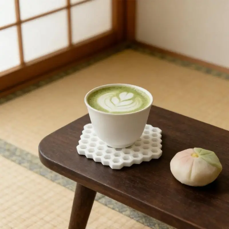 62KD 3D Printed Honeycomb Design Heat Resistant Cup Mat For Kitchen Dining
