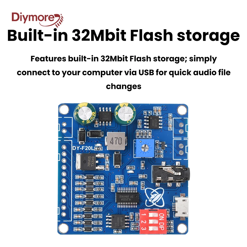 DC 6-35V Voice Playback Module 12V 24V 10W 20W 9 Channel One-To-One Independent Low-Level Trigger Amplifier Board DY-F20L