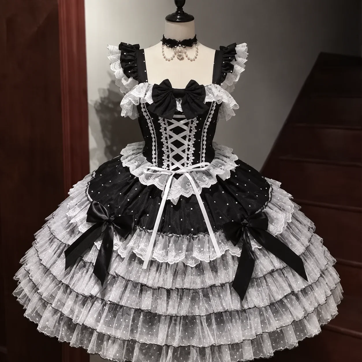 Sweet Kawaii Japanese Lolita JSK Sleeveless A-line Dress Y2K Fashion Lace Strap Lovely Outfit for Girls Holiday Party Gathering