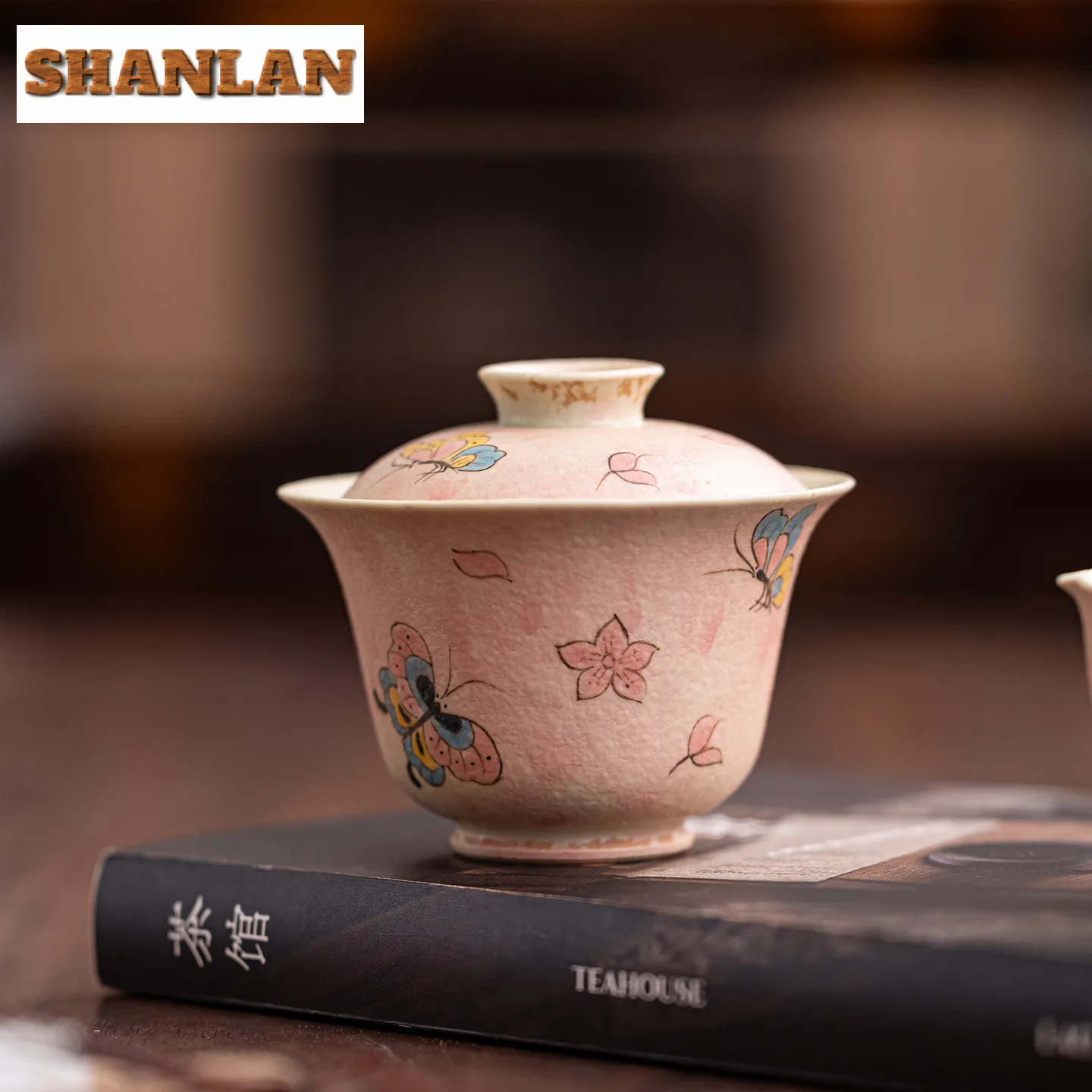 

Hand-painted Caramel Glaze Butterfly Gaiwan Traditional Tea Tureen Tea Bowl With Lid Kit Tea Maker Cover Bowl Tea Ceremony Gift