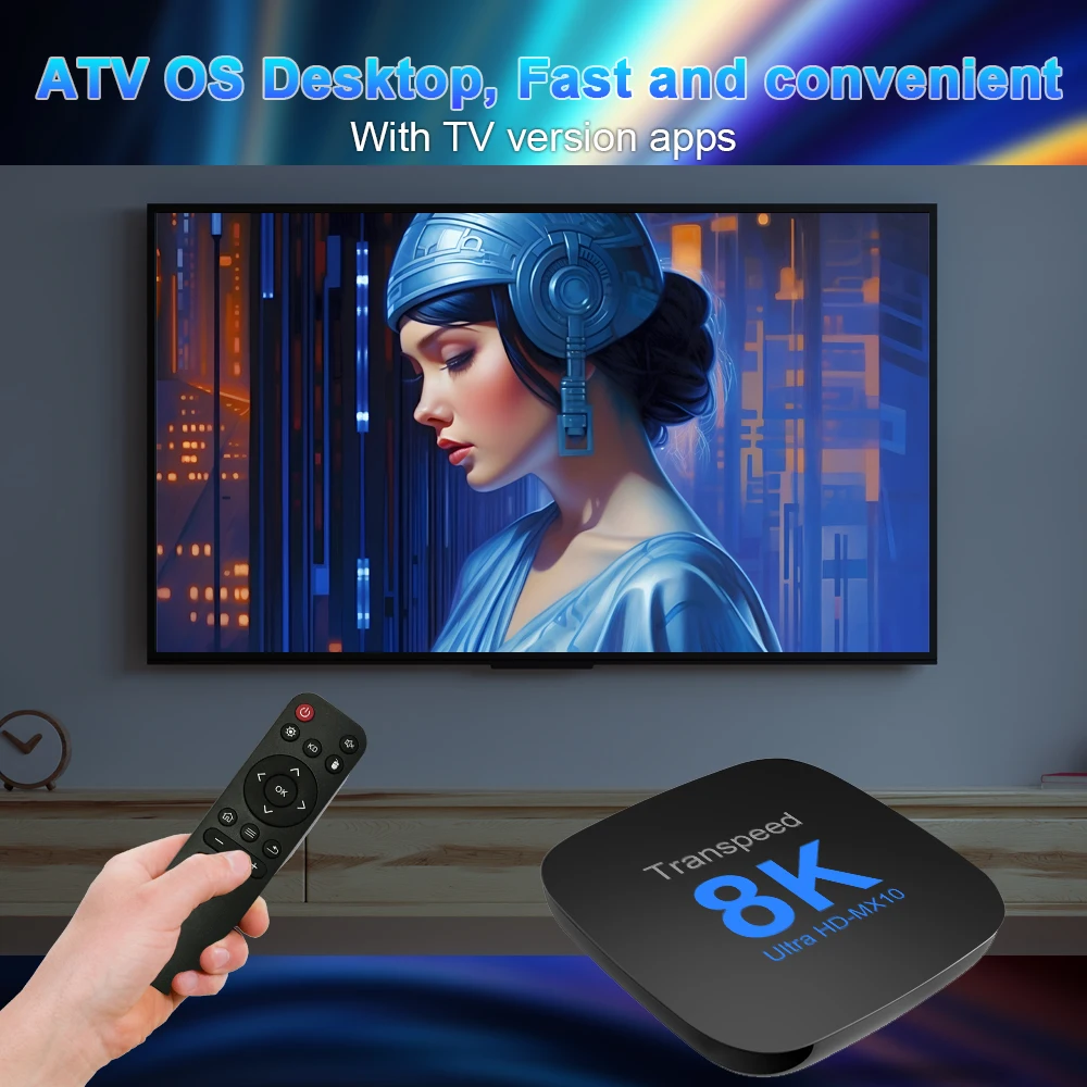 Transpeed Android 13 TV Box ATV Dual Wifi с ТВ-приложениями 8K Video BT5.0 + RK3528 4K 3D Voice Media Player Set Top Box