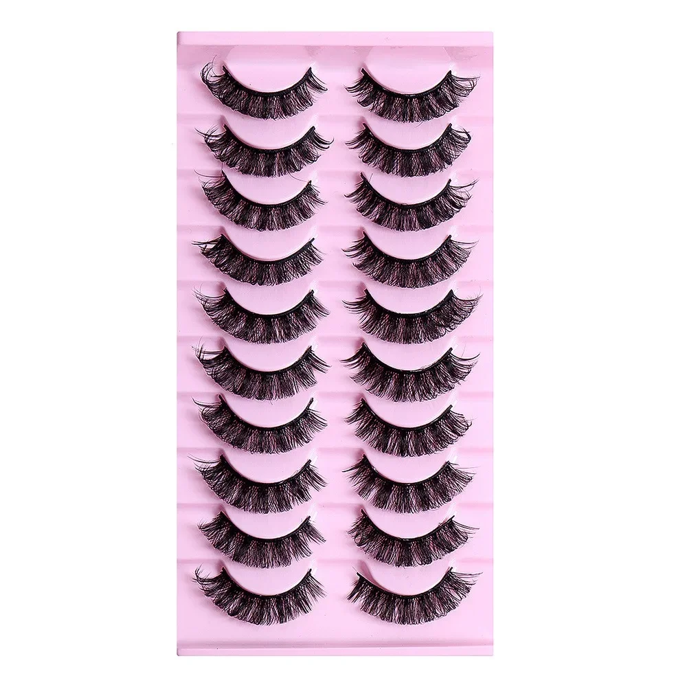 10 Pairs Russian Strip Lashes DD Curl False Eyelashes Fluffy Wispy Fake Lashes Pack