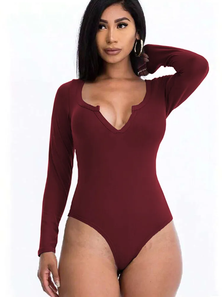 

BKLD 2024 Women Clothing Simple Commuting Long Sleeve Bodysuits Autumn And Winter Comfortable High Waist Solid Color Bodysuits