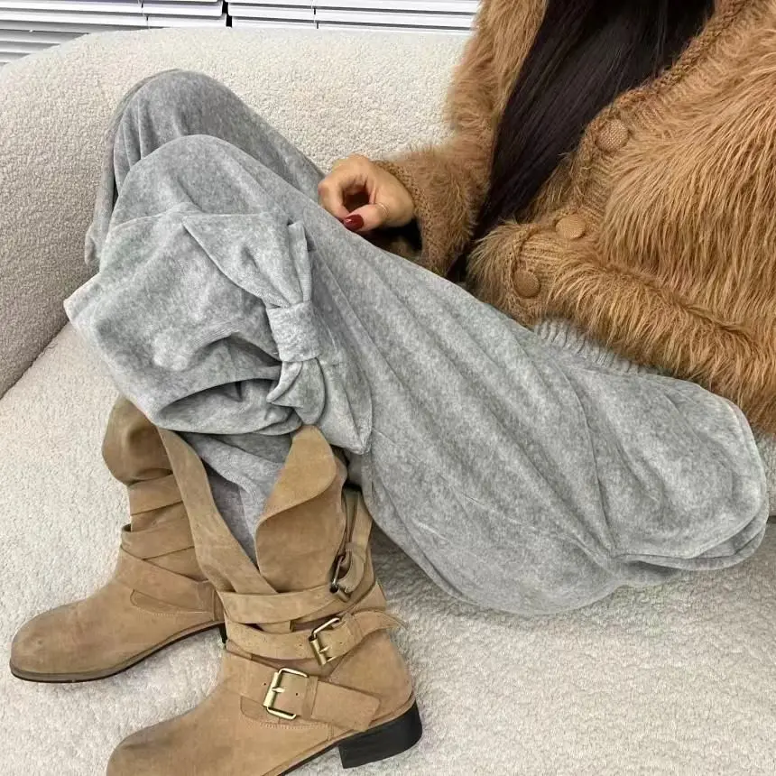 

Удобные повседневные брюки с эластичной резинкой на талии, женские модные повседневные брюки прямого кроя с деталями в виде карманов, универсальные повседневные брюки Dongda Gate