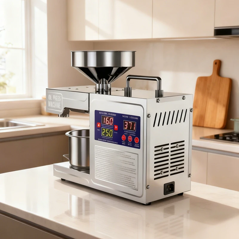 Slimme roestvrijstalen oliepers Digitale temperatuurregelingspaneel Oliepers Koud Heet Dubbele pers voor verschillende noten Zaden Thuisgebruik