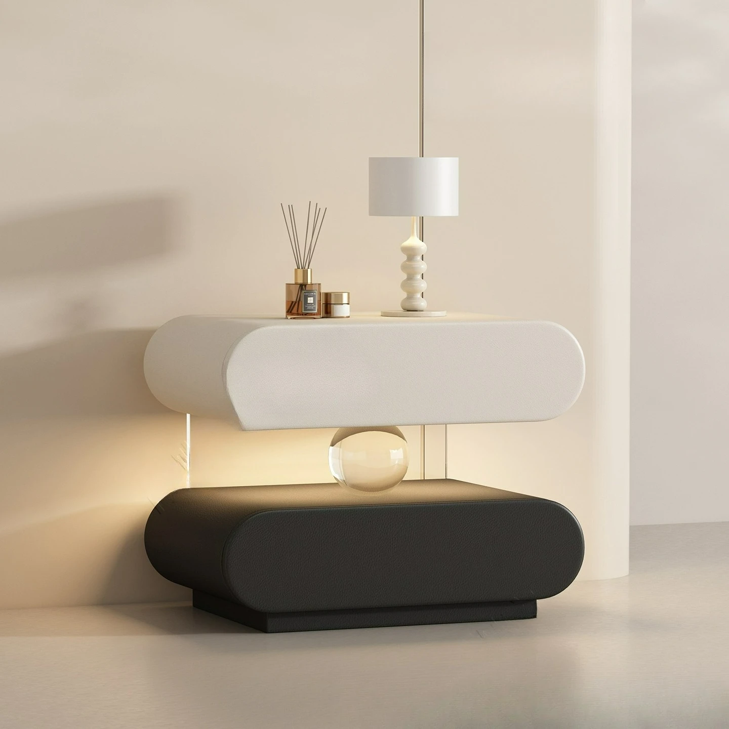 Factory Direct 2026 Top Rated2026 New bedside table All solid wood free installation Modern simple household acrylic sensor lamp
