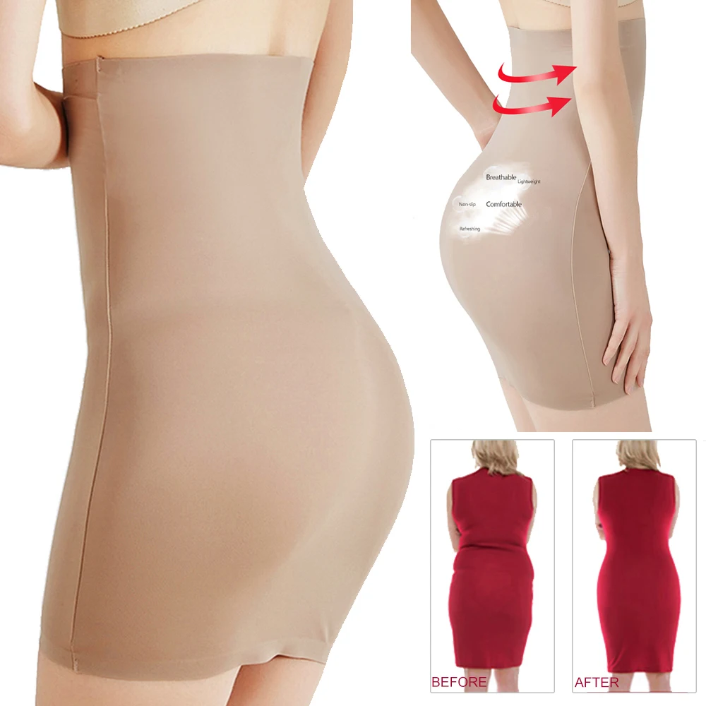 Halbe Slips für unter Kleider Damen hohe Taille Bauch Kontrolle Rock abnehmen Butt Lift Body Shaper Röcke nahtlose Slip Shape wear