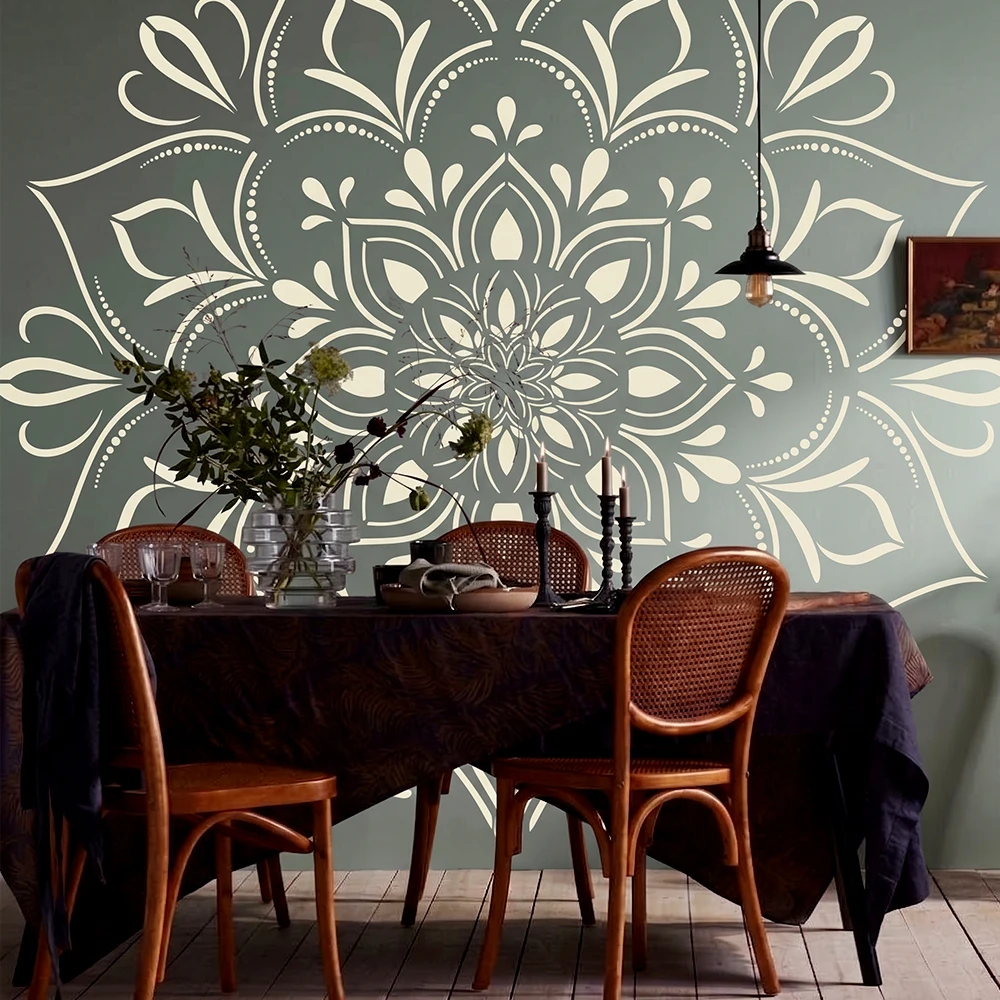 Extra Large Size Stencil For Painting Mandala 130cm - 210cm Big Round Wall Decorative Templates Walls Flower Floor