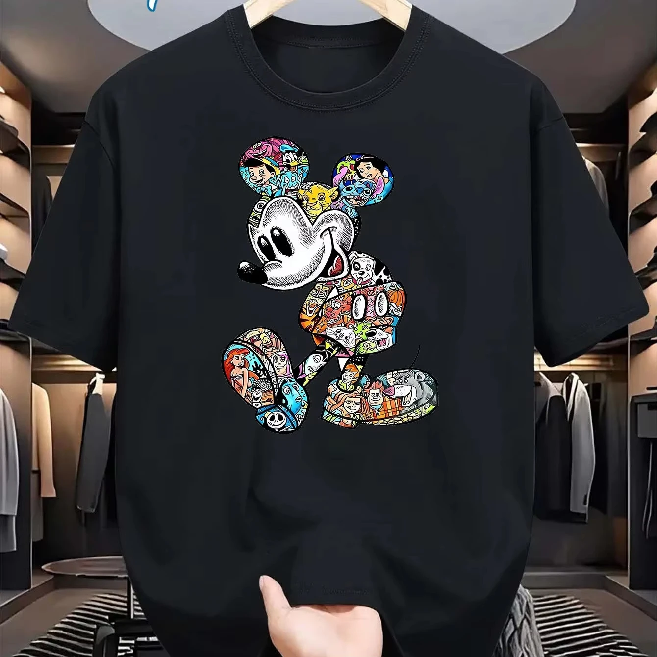 

2025 Summer New Disney's Mickey Mouse Cartoon T-shirt Boys and Girls Casual Couple Comfortable Short-sleeved Top Cool Unisex