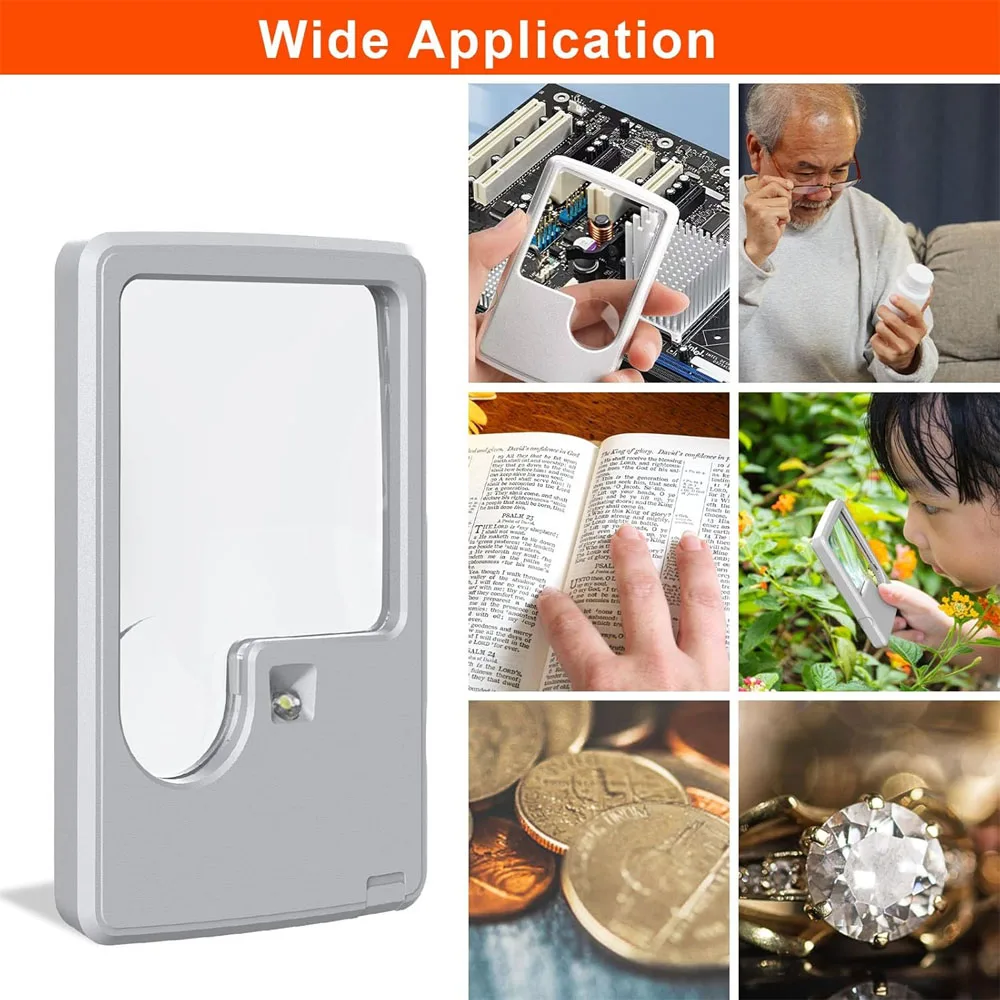 Pocket Magnifying Glass With Light 3X 6X Handheld Magnifying Glass For Reading LED Lighted Magnifier For Poor Eyesight Or Senior