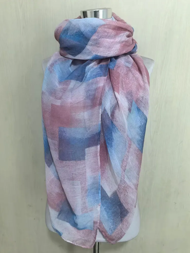 

New geometry printed long scarf for women Spring Autumn warm grid scarves soft Women's Scarf Hijab Lady Shawl