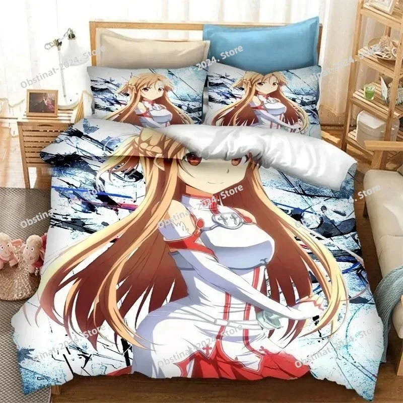 

Anime SAO Yuuki Asuna Duvet Cover Pillowcase Bedding Set Adult Boy Girl Bedroom Decoration Children Single Double Large Size