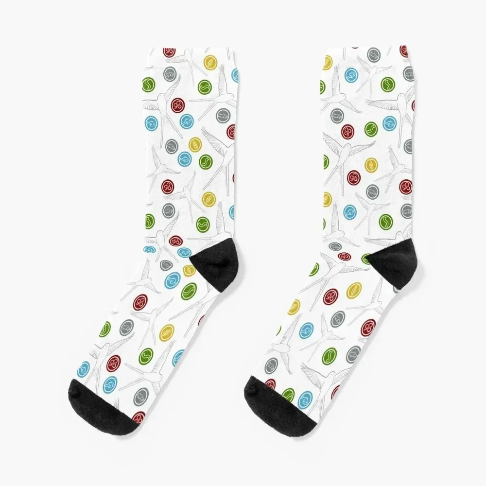 Wingspan Food Token And Bird Logo Pattern Design Socks Wholesale cute Socks Women Men's