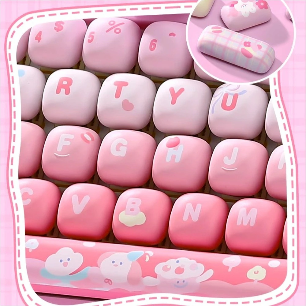 Meowtalk Sweetheart Pink Keycaps Thermal Sublimation MOG Height 138 Keys Keycap Set for MX Switch Mechanical Keyboards