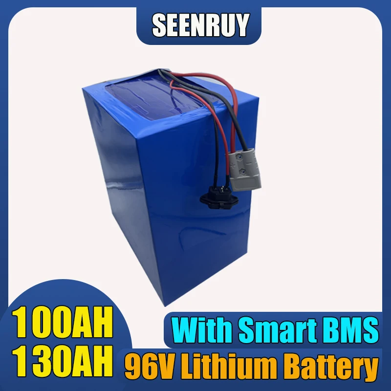 96V 100AH 130AH Lithium  Battery with BMS 150A  340A Free Charger for Motorcycle Forklift Food Truck RV Sightseeing Vehicle