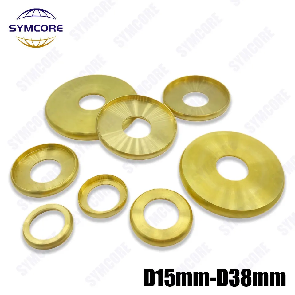 5Pcs Brass Water Pipe Straight Edge Flat Cover Fixed Pipe Cover Rolled Edge Round Cover With Middle Hole 10.5mm Sealing Cover