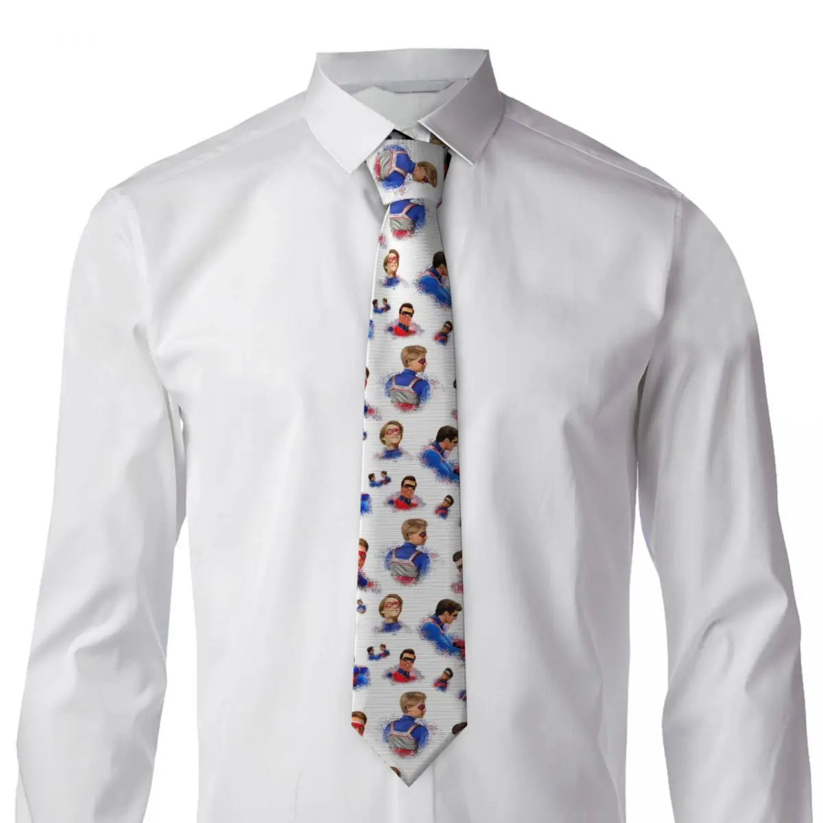 Captain Man And Kid Henry Danger Drawing Necktie for Men Silk Polyester Slim Neck Ties Party Accessories Tie Classic Gravatas