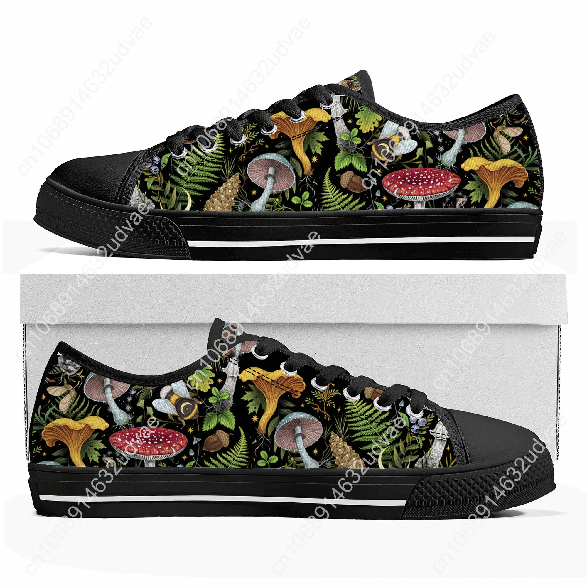 Mushroom Vintage Made Low Top Sneakers Mens Womens Teenager High Quality Canvas Sneaker Bespoke Casual Couple Shoes Custom Shoes