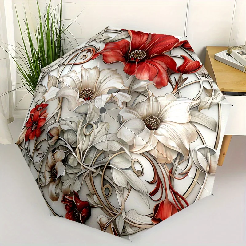 

Auto-Folding Umbrella with Windproof, Automatic Open/Close, Sturdy 8-Rib Construction & Lightweight Plastic Handle - Elegant F