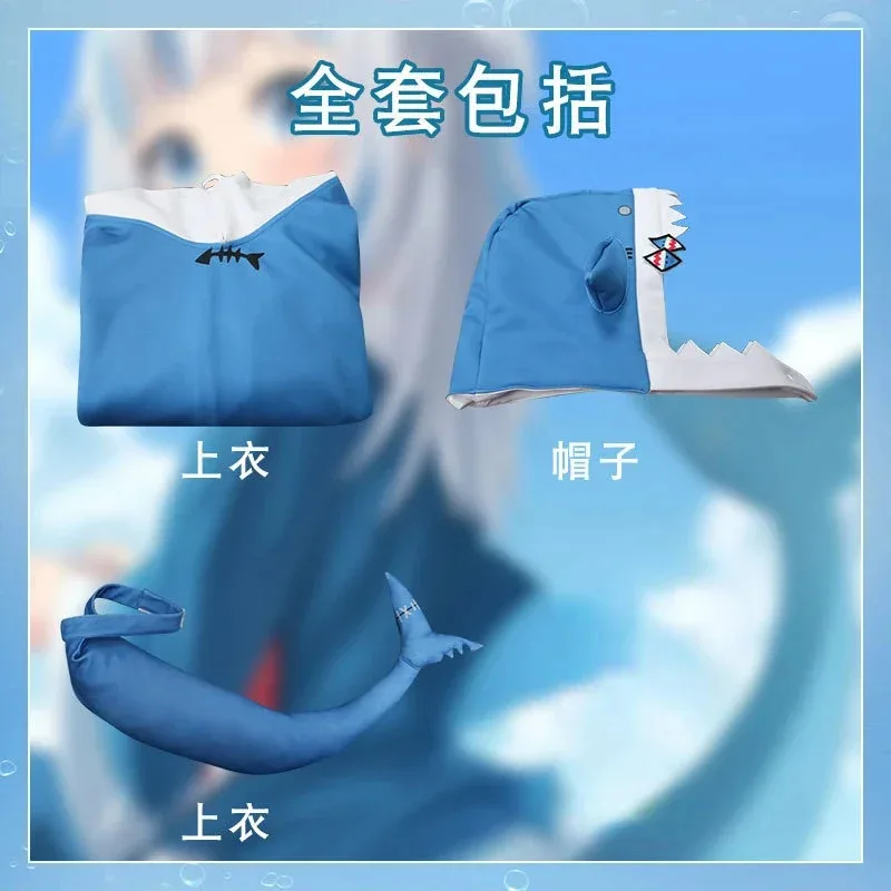 Hololive Vtuber Virtual Anchorman Gawr Gura Costume Cosplay Parrucca Set Ragazza Simpatico Squalo Costume Festa di Carnevale Vestire Regalo