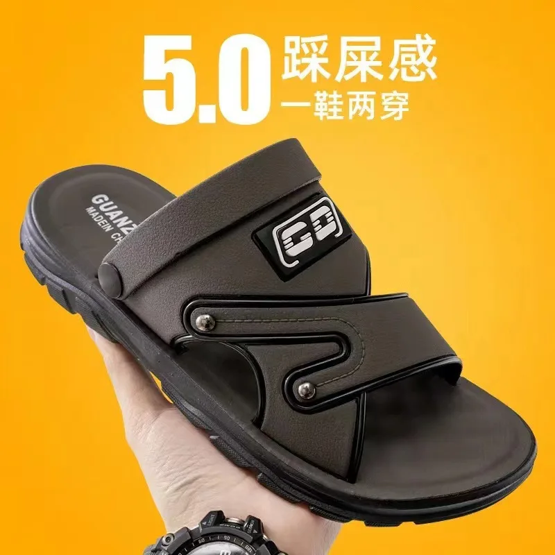 New summer men's thick-soled non-slippery comfortable soft-soled outer wear driver black-brown work dual-purpose beach sandals