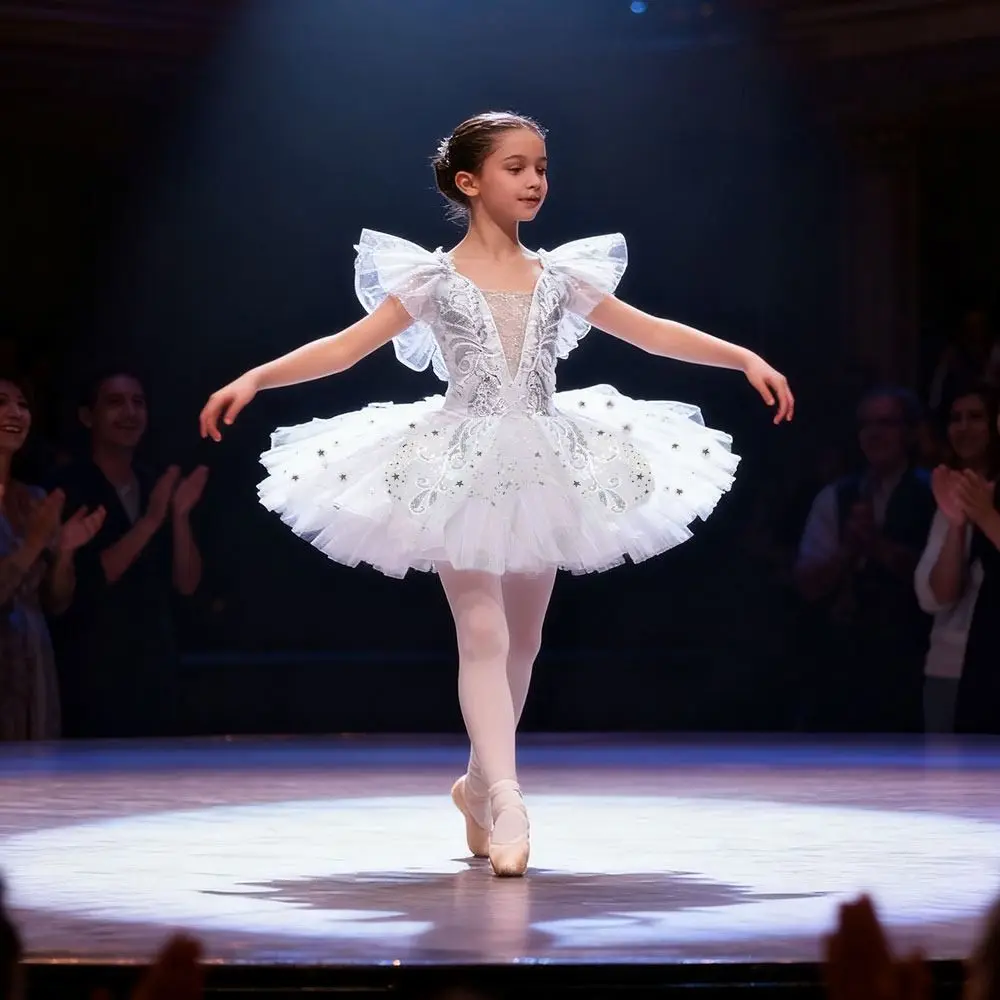 Mode Pailletten Kids Ballet Jurk Moderne Witte Prestaties Kleding Feestjurk Champagne Ballet Tutu Kinderen