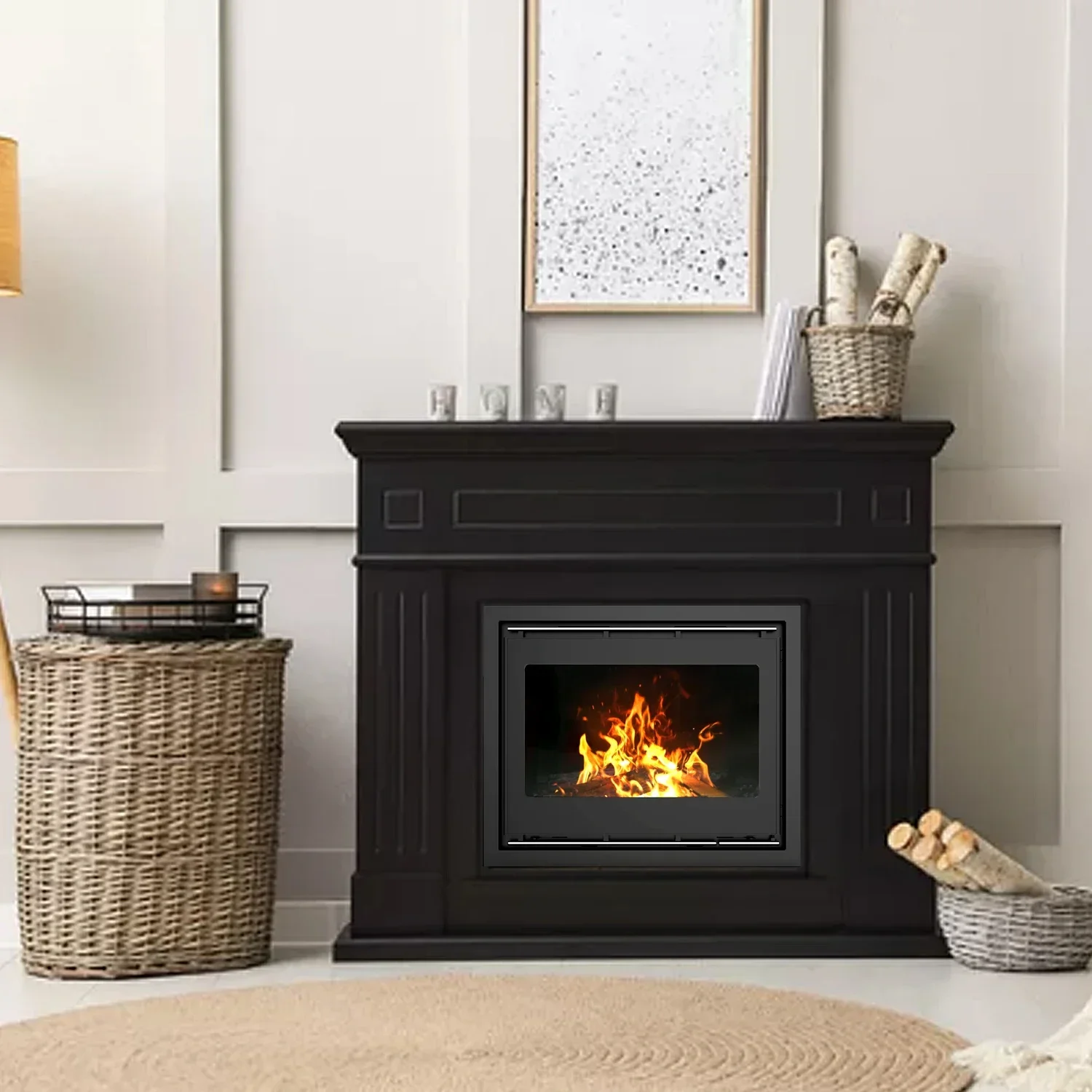 R1801A Built-in Popular Classic Wood Multi-Fuel Burning Stove Indoor Wood Fireplaces insert for living room