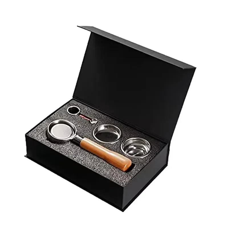 Stainless Steel Ergonomic Wooden Handle Coffee Filter Holder E61 Bottomless Portafilter 58mm Coffee Machine Tools Set
