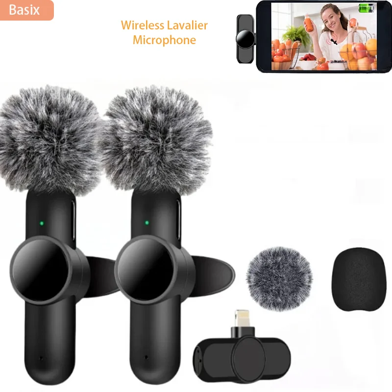 

Wireless Lavalier Microphone 2.4G Audio Video Recording Noise Cancelling for IPhone/iPad/Android/Xiaomi/Samsung Live Game Mic