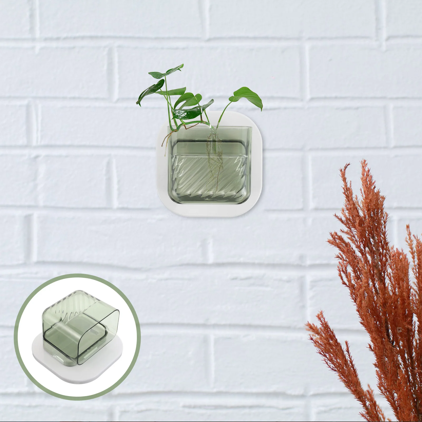 

Wall Planters Plastic Hydroponics Vase Transparent Hanging Plant Holder Home Bedroom Office Decor Wall Planters