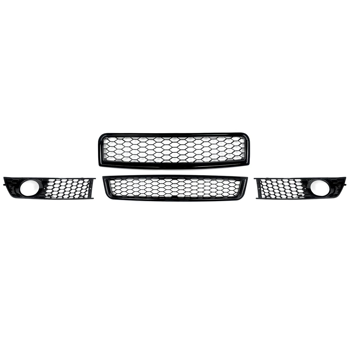 Frontgrills montage compatibel met Audi A4 B6 2002-2005 honingraat voorste bovenste en onderste grille en mistlamp grille aftermarket