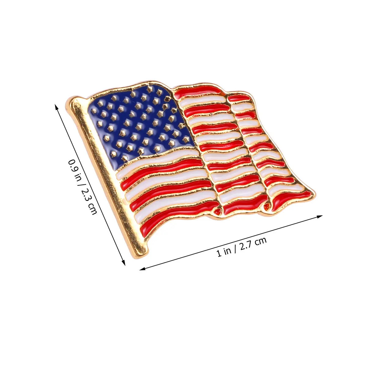 1Pcs Metal American Flag Brooch Extra Thick Us Flag Lapel Pin For Travel Souvenirs Office Worker Alloy National