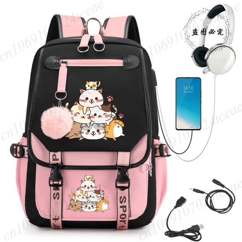 Cute Cat Design Children Girl Backpack School Bag for Kid Child Teenage Schoolbag Primary Mochilas Cute Kawaii Anime Bagpacks
