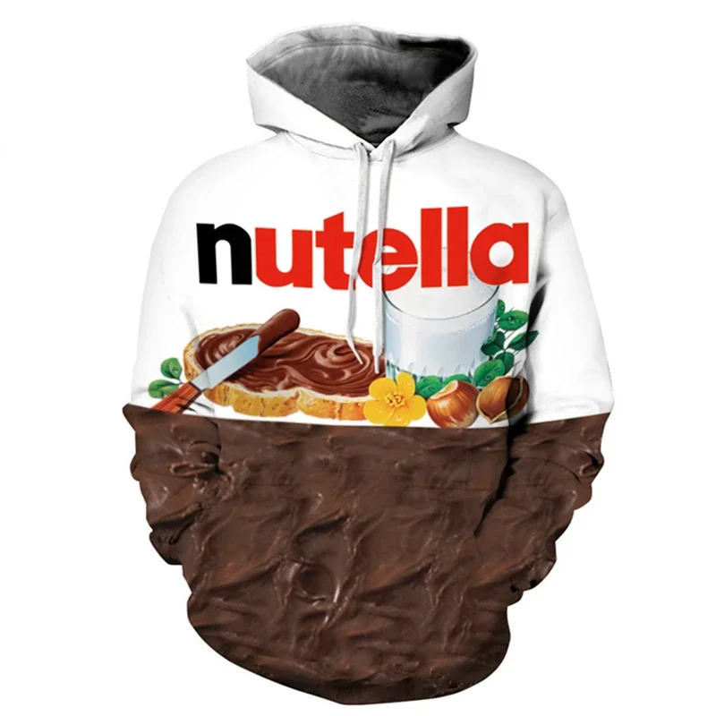 

Толстовка Nutella с 3D принтом еды, повседневные стильные топы в стиле хип-хоп, пуловеры большого размера, толстовки с капюшоном, 2023