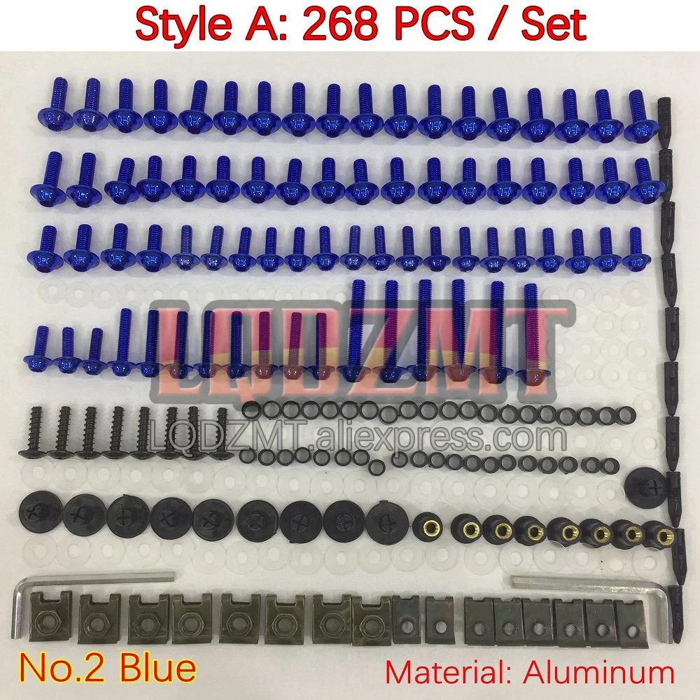 268pcs Body Bolt Full Screws Kit For KAWASAKI NINJA ZX900 ZX9R ZX 9R 9 R 900CC 900 ZX-9R 02 03 2002 2003 Fairing Bolts screw Nut